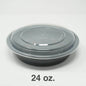 SD 24oz. Round Black Plastic Food Container Set (723) - 150/Case