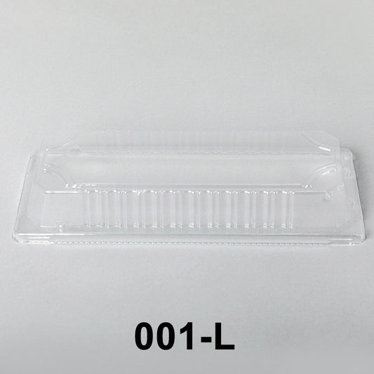 001-L 长方形透明塑料寿司托盘容器盖 8 3/4" X 3 4/5" X 1 3/8" - 1400/箱