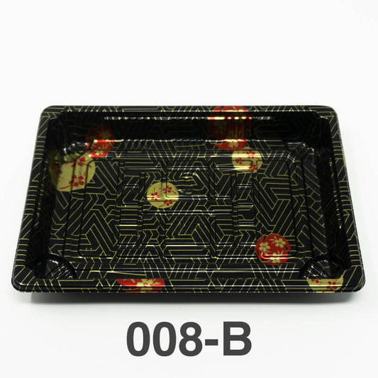 008-B Rectangular Black Plastic Sushi Tray Container Base (Not Combo) 6 1/2" X 3/4" - 1500/Case