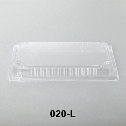 020-L Rectangular Clear Plastic Sushi Tray Container Lid 9 3/8" X 5 3/4" X 1 1/8" - 800/Case