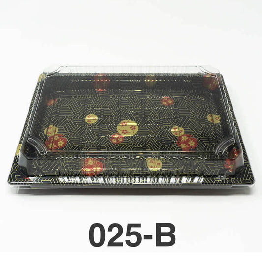 025-B Rectangular Black Plastic Sushi Tray Container Base (Not Combo) 10 1/4" X 7 3/8" X 7/8" - 504/Case