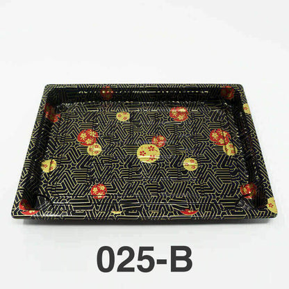 025-B 长方形黑色塑料寿司托盘容器底座（非组合）10 1/4英寸 X 7 3/8英寸 X 7/8英寸 - 504个/箱