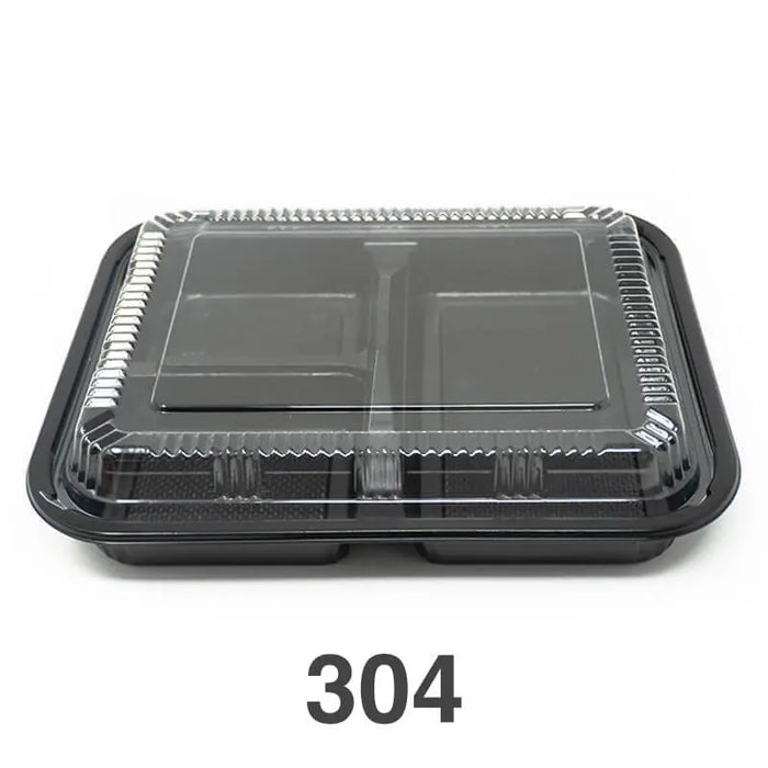 304 Rectangular Black Plastic Bento Box Set 9 3 8  - bento box food container