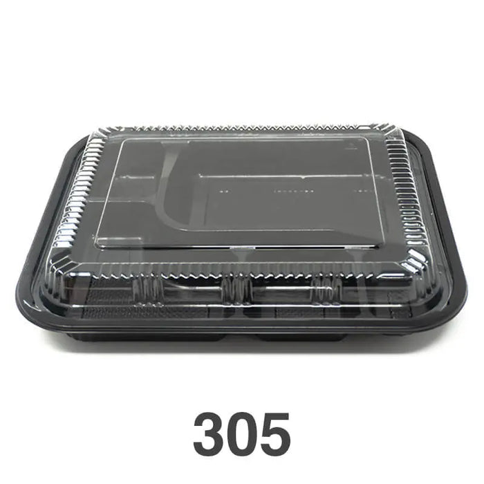 305 Rectangular Black Plastic Bento Box Set 9 3 8  - bento box food container