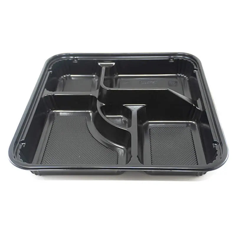TZ 307 square black plastic bento box base with clear lid