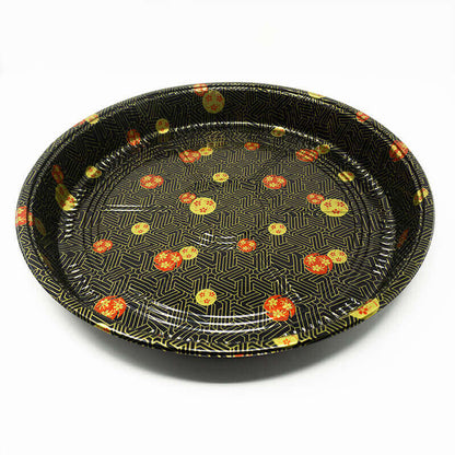 65 Round Flower Pattern Plastic Party Tray Set 14 7/8" X 1 7/8" - 60/Case