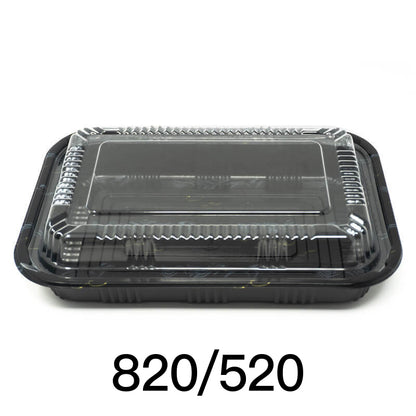 820 长方形黑色塑料午餐盒套装 8 3/8" X 5 3/4" X 1 3/8" - 400/箱
