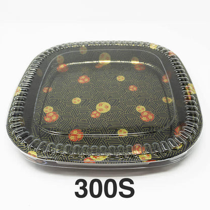 300S Square Flower Pattern Plastic Party Tray Set 13 3/8" X 13 3/8" X 1 5/8" - 60/Case
