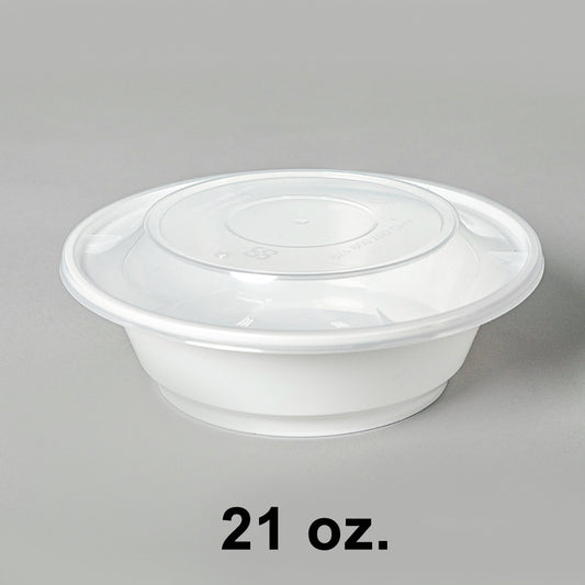AHD 圆形白色塑料容器套装 21 盎司 (007) - 150/箱
