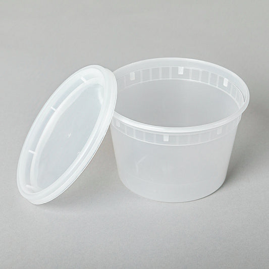 16盎司圆形透明塑料汤容器套装 - 240个/箱