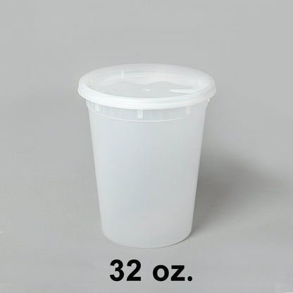 32盎司圆形透明塑料汤容器套装 - 240个/箱