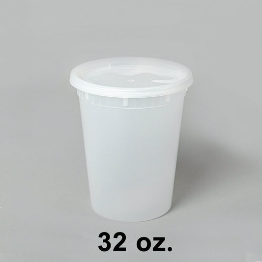 32盎司圆形透明塑料汤容器套装 - 240个/箱