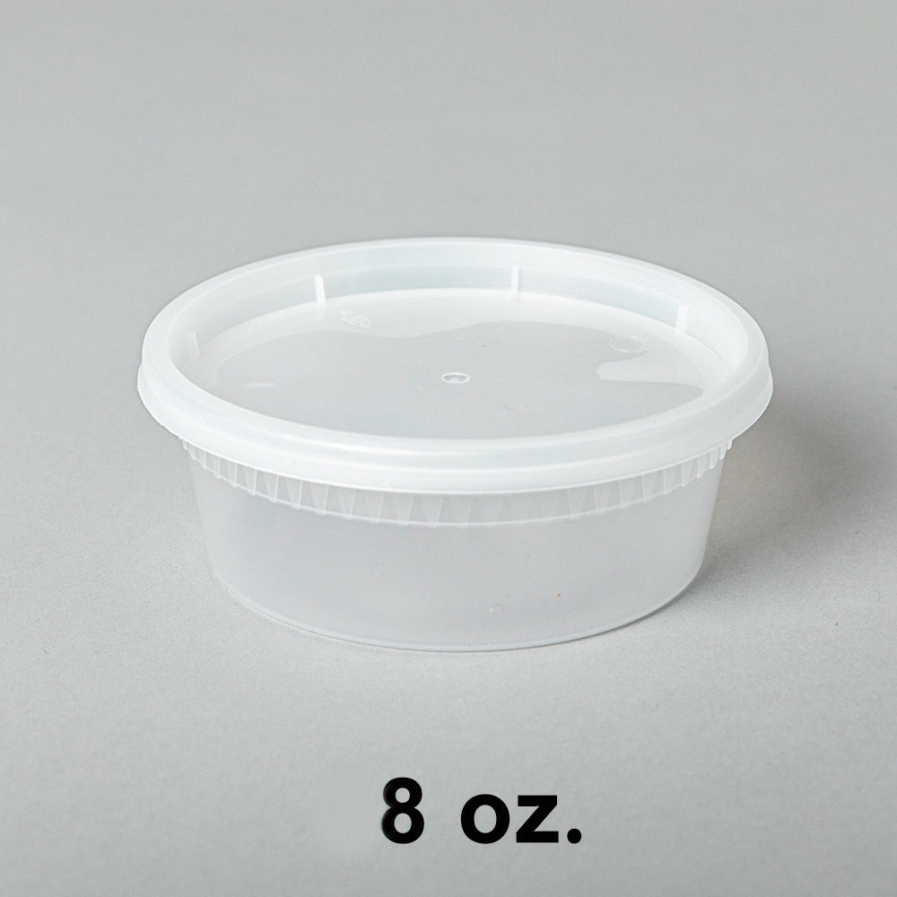 8盎司圆形透明塑料汤容器套装 - 240个/箱