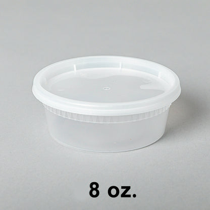 8盎司圆形透明塑料汤容器套装 - 240个/箱