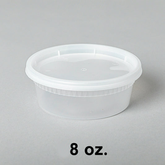8盎司圆形透明塑料汤容器套装 - 240个/箱