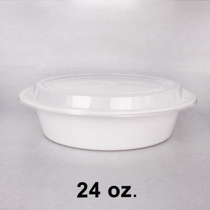 HT 24 oz. Round White Plastic Container Set - 150/Case