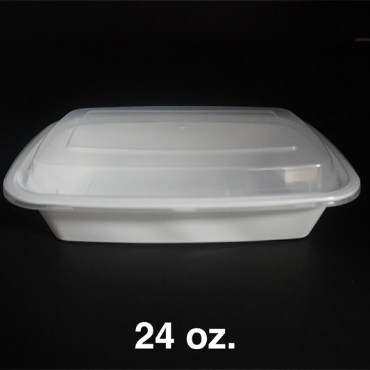 HT 24 盎司长方形白色塑料容器套装 (7038) - 150/箱