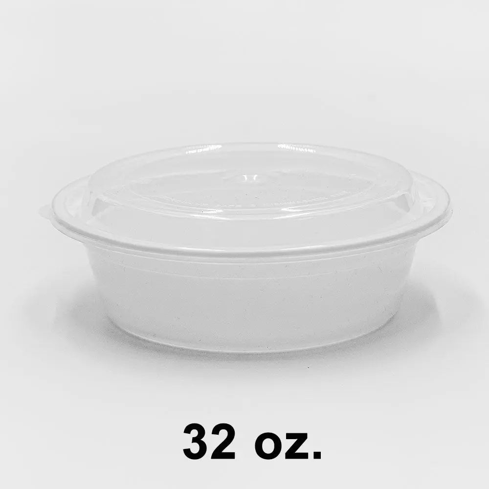 SUPERWIN 729 32 盎司白色圆形塑料餐盒套装商品图