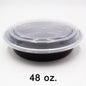Round Black Plastic Container Set 48 oz. (948) - 150/Case