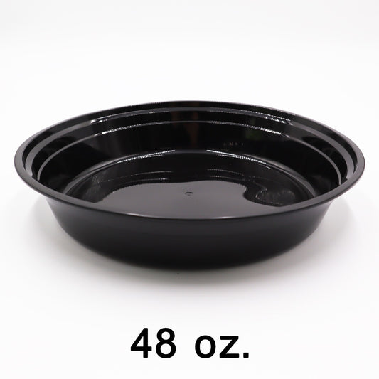 圆形黑色塑料容器套装 48 盎司 (948) - 150/箱