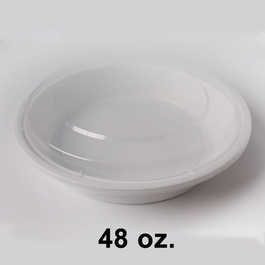 圆形白色塑料容器套装 48 盎司 (948) - 150/箱