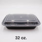 Rectangular Black Plastic Container Set 32 oz. (878) - 150/Case