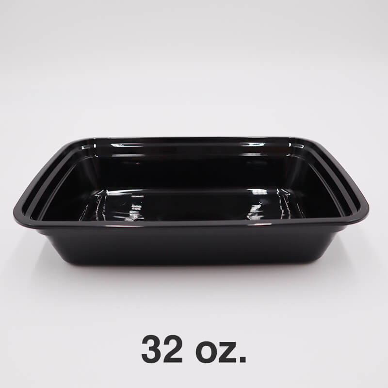 Rectangular Black Plastic Container Set 32 oz. (878) - 150/Case
