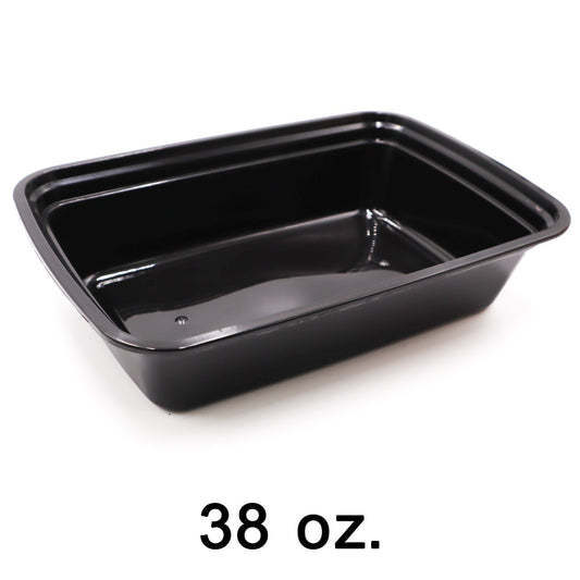 长方形黑色塑料容器套装 38 盎司 (888) - 150/箱