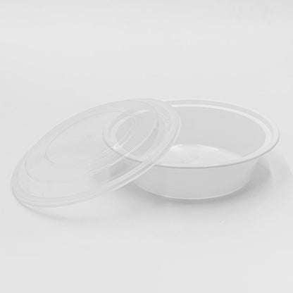 HT 18 oz. Round White Plastic Container Set (018) - 150/Case