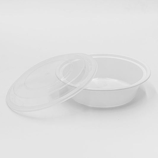 HT 18盎司圆形白色塑料容器套装 (018) - 150/箱