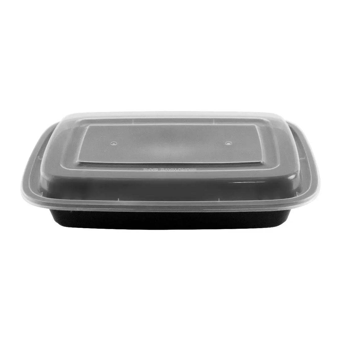 HT 868 28 盎司黑色长方形塑料餐盒套装商品图