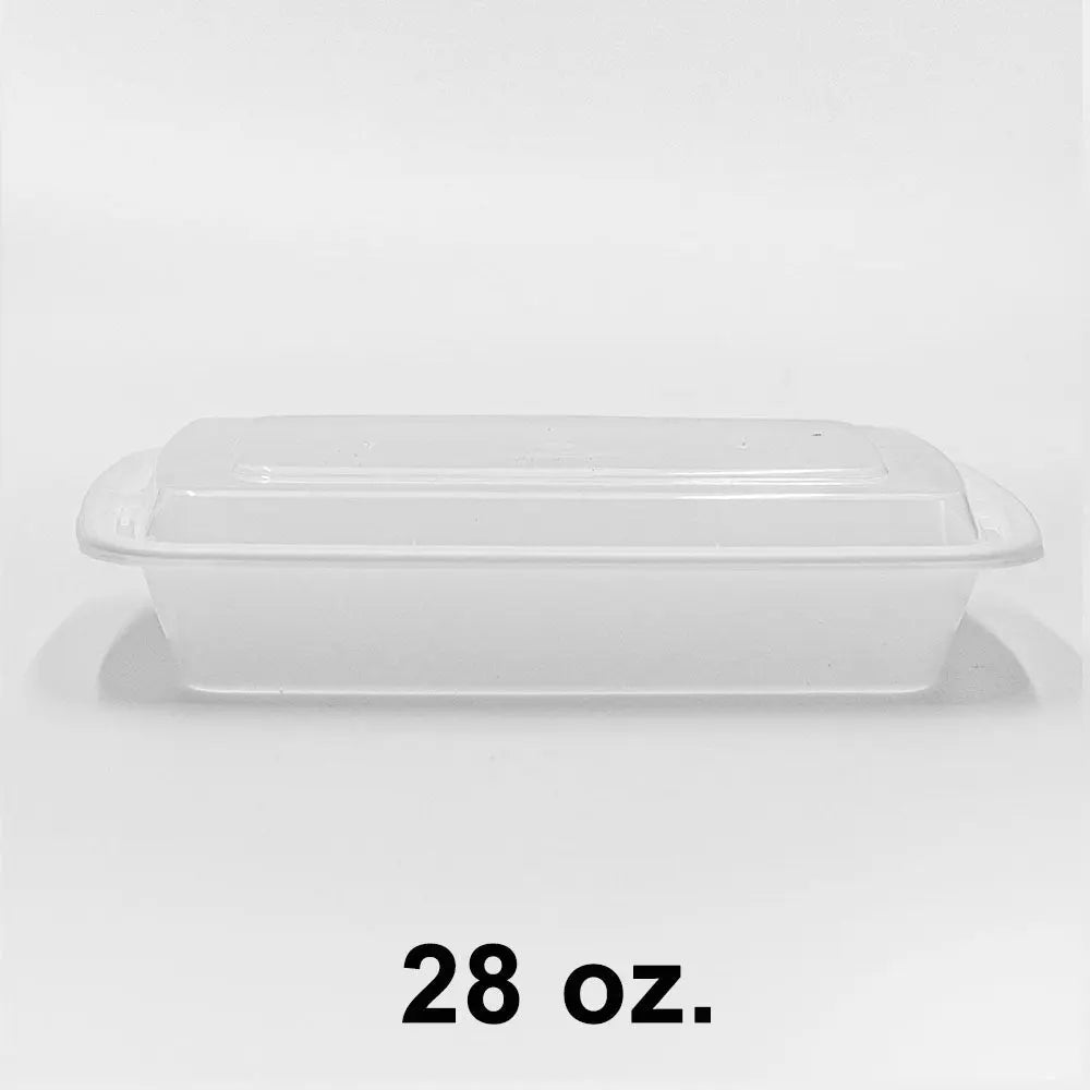 PSK 868 28 盎司白色长方形塑料餐盒套装商品图