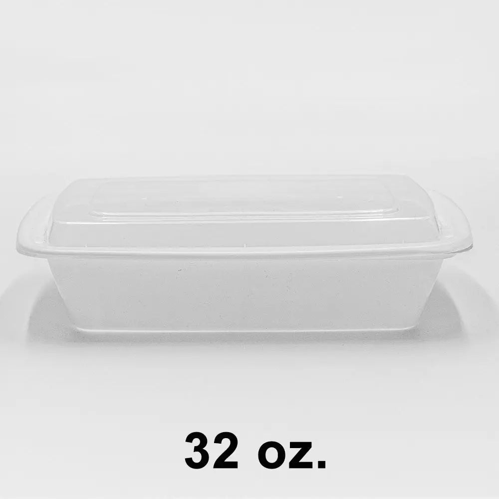 HT 878 32 盎司白色长方形塑料餐盒套装商品图