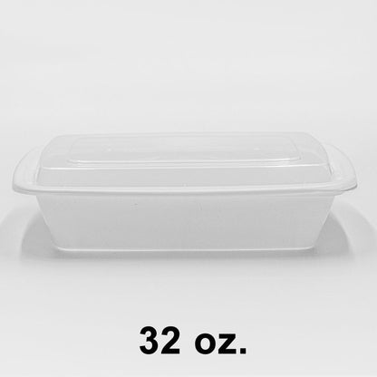 32 oz. Rectangular White Plastic Container Set (878) - 150/Case