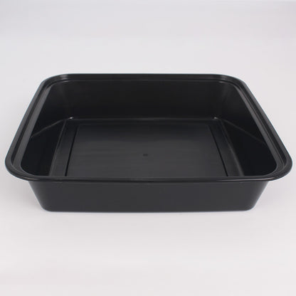 8" X 8" Square Black Plastic Container Set (8148) - 100/Case
