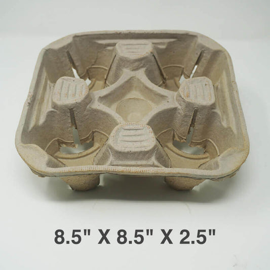 8.5 英寸 X 8.5 英寸 X 2.5 英寸 方形棕色 4 杯托 - 300/箱