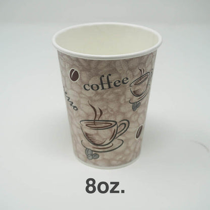 8盎司印花白纸咖啡杯 - 1000个/箱