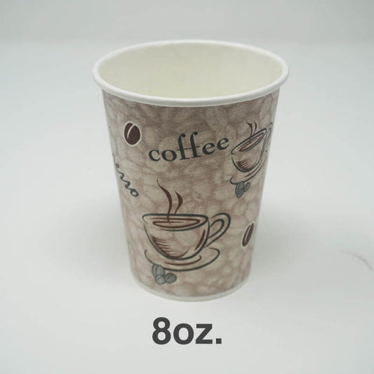 8盎司印花白纸咖啡杯 - 1000个/箱