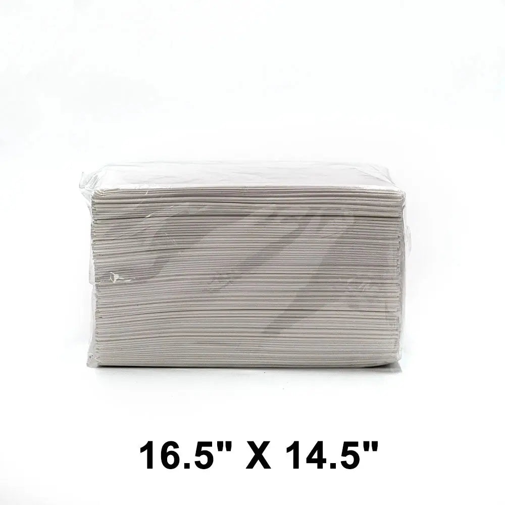 white 2-ply dinner napkins · 16.5 × 14.5 inches