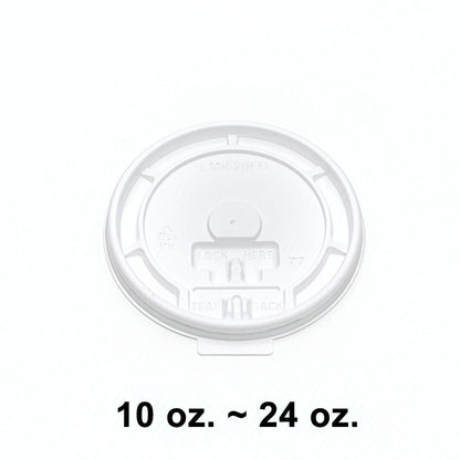 白色折叠塑料咖啡杯盖 10 至 24 盎司 - 1000/箱