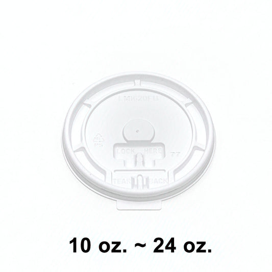 白色折叠塑料咖啡杯盖 10 至 24 盎司 - 1000/箱