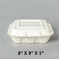 AHD Square White 3 COMP. Compostable Hinged Container 8" X 8" X 3" - 200/Case