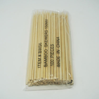 1/8英寸（3毫米）X 6英寸细圆竹签 - 10000/箱