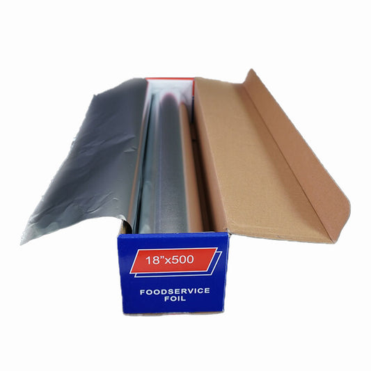 重型铝箔卷，带锯齿状切割器，18英寸X500英尺