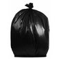 A black plastic garbage bag tied at the top, isolated on a white background.