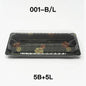 [Bulk 5 Sets] TZ 001 Rectangular Black Plastic Sushi Tray Container Combo 8 3/4" X 3 3/4" X 7/8" - 1400Pair/Sets