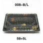 [Bulk 5 Sets] TZ 008 Rectangular Black Plastic Sushi Tray Container Combo 6 1/2" X 4 1/2" X 3/4" - 1500Pair/Sets