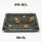 [Bulk 5 Sets] TZ 010 Rectangular Black Plastic Sushi Tray Container Combo 7 3/8" X 5 1/8" X 7/8" - 1200Pair/Sets