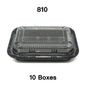 [Bulk 10 Cases] 810 Rectangular Black Plastic Lunch Box Set 7 1/4" X 5 1/8" X 1 3/8" - 500/Case