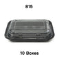 [Bulk 10 Cases] 815 Rectangular Black Plastic Lunch Box Set 8" X 5 1/8" X 1 3/8" - 450/Case